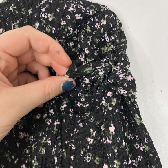 Loft Top Puff Sleeve Textured Floral Dark Cottagecore Nature Feminine Womens SP - Picture 2 of 10